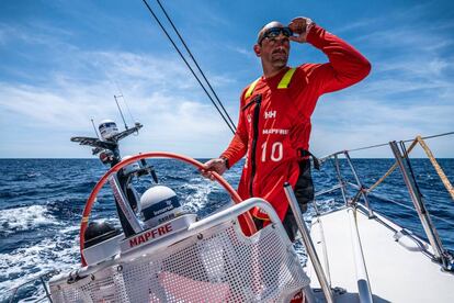 Xabi Fernández, durante la regata. 