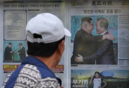 Portada de un periódico de Corea del Sur sobre la cumbre, en Seúl el sábado.