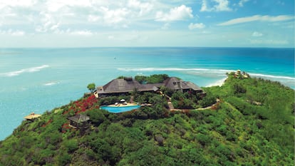 Vista aérea de Necker Island, la isla de Richard Branson en las islas Vírgenes Británicas.