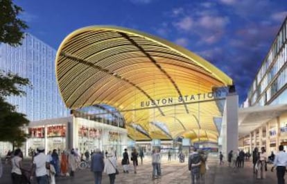 Maqueta de la estación de Euston, en el centro de Londres.