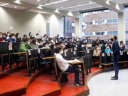 Una classe a la Universitat Pompeu Fabra, a l'octubre.