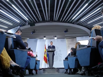 Pedro Sánchez, este viernes en La Moncloa.