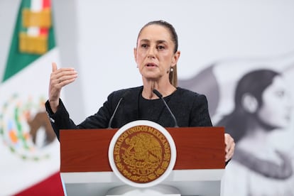 La presidenta de México, Claudia Sheinbaum, en Palacio Nacional de Ciudad de México.