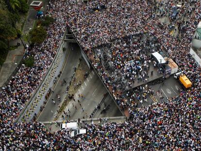 Protesto da oposição em Caracas.