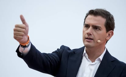 Albert Rivera during a press conference in Madrid on Wednesday 6 March, 2019.