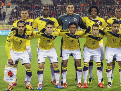 Once de Colombia en un partido de la clasificaci&oacute;n