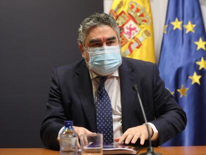El ministro de Cultura y Deporte, José Manuel Rodríguez Uribes, durante la rueda de prensa de este viernes.