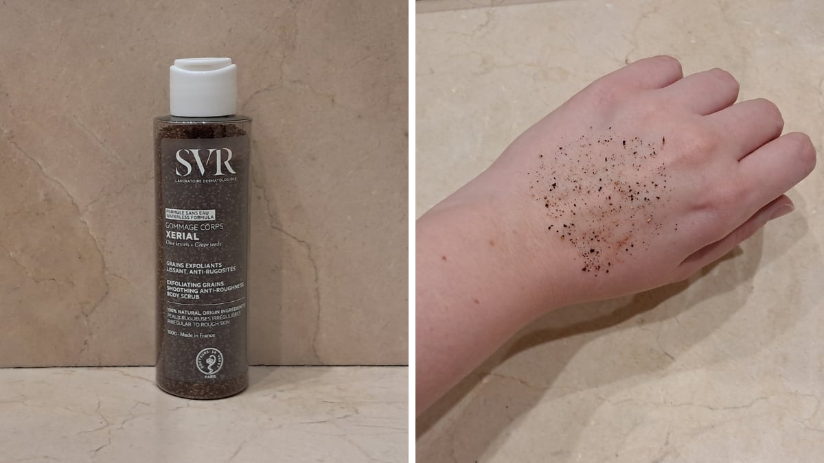 Así es la textura del exfoliante corporal sin agua Xerial de SVR.
