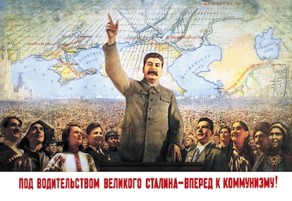 Un póster soviético de Josef Stalin, aproximadamente de 1990.