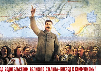 Un póster soviético de Josef Stalin, aproximadamente de 1990.