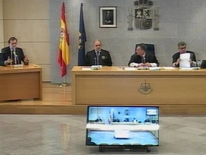 Rajoy, durante su declaración en la Audiencia Nacional.