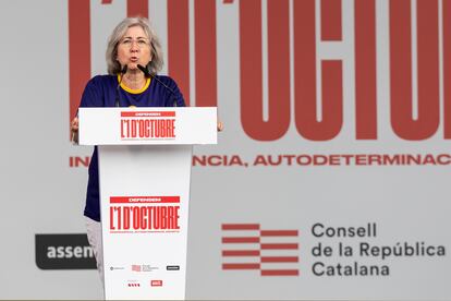 La presidente de la ANC, Dolors Feliu, durante un acto de conmemoración del 1 de octubre, en 2023.