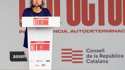 La presidente de la ANC, Dolors Feliu, durante un acto de conmemoración del 1 de octubre, en 2023.