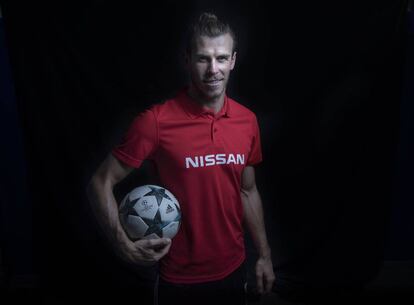 Bale, en la presentaci&oacute;n de la ampliaci&oacute;n de tres a&ntilde;os de Nissan como patrocinador de la Uefa Champions League. 