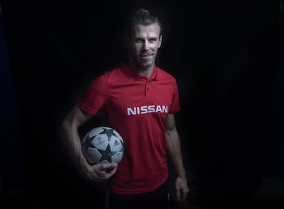 Bale, en la presentaci&oacute;n de la ampliaci&oacute;n de tres a&ntilde;os de Nissan como patrocinador de la Uefa Champions League. 