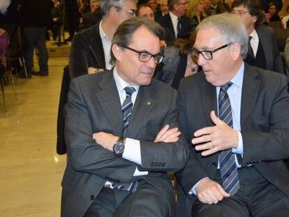 Artur Mas, al costat del president de la Diputació de Tarragona, Josep Poblet.