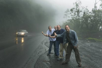 Los escritores costarricenses Carlos Cortés, Osvaldo Sauma, Rodolfo Dada y Rodrigo Soto.