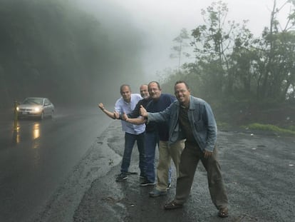 Los escritores costarricenses Carlos Cortés, Osvaldo Sauma, Rodolfo Dada y Rodrigo Soto.