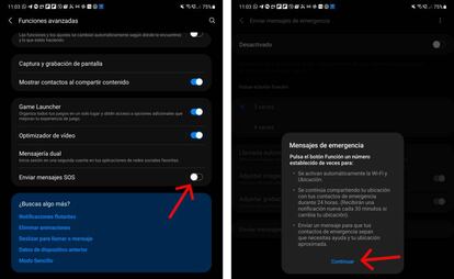 Mensajes de emergencia en Android.