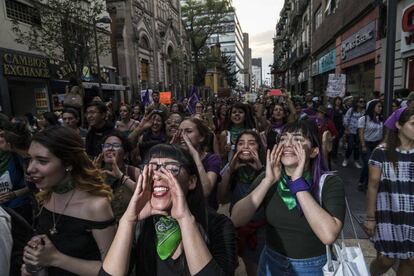 Una de las movilizaciones por el Día de la Mujer en México. 