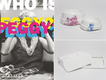A la izquierda, cartel de la colección <i>Who is Peggy?</i> creada por jóvenes diseñadores de Fabrica; a la derecha, algunos de los objetos de la serie.