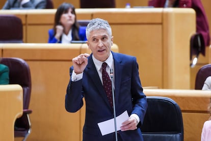 Grande-Marlaska, durante su intervención este martes en el Senado durante la sesión de control al Gobierno.