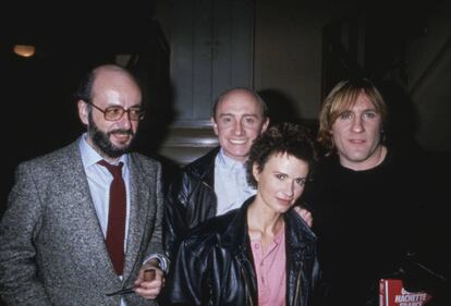 Bertrand Blier, Miou-Miou, Michel Blanc y Gérard Depardieu en el estreno de ‘Traje de etiqueta’ en 1986.