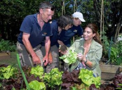 La primera dama Juliana Awada, en la huerta de la residencia de Olivos.