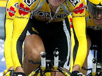 Galdeano en pleno esfuerzo en la etepa contrarreloj por equipos del Tour de Francia