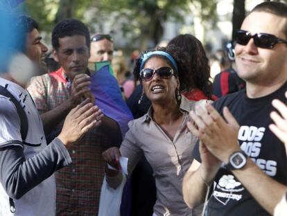 Protestors in Montevideo earlier this week.