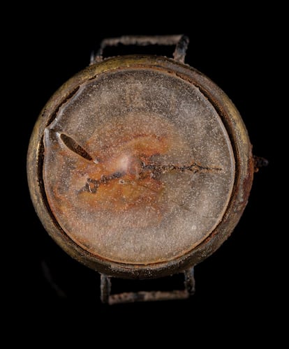This photo provided by RR Auction shows a watch melted during the Aug.6, 1945 bombing of Hiroshima