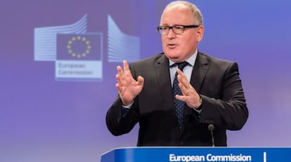 El vicepresidente primero de la Comisión Europea, Frans Timmermans, este miércoles en Bruselas.