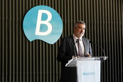 El presidente de Baleària, Adolfo Utor, durante la presentación de resultados de la empresa. 
 
 
