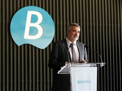 El presidente de Baleària, Adolfo Utor, durante la presentación de resultados de la empresa. 
 
 