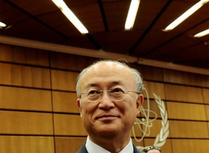 Yukiya Amano, tras ser elegido ayer  director del Organismo Internacional de la Energía Atómica.