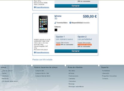 Simyo vende el iPhone 3G en España. La operadora virtual se salta la exclusividad de Telefónica con Apple.