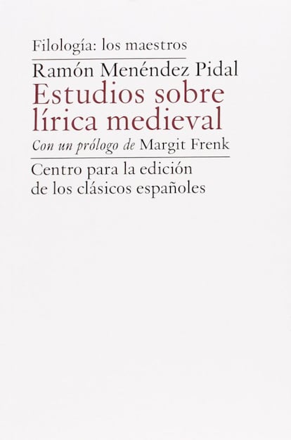 "Una selección de trabajos de Ramón Menéndez Pidal sobre la lírica medieval, precedida de un prólogo de Margit Frenk, estrena una colección titulada Filología: los Maestros. Los artículos, publicados entre 1919 y 1960, no solo rinden homenaje a un sabio inmenso fallecido casi a los 100 años, en 1968. Estos textos van más allá de la filología y su historia. Tratan de cuestiones eruditas, por supuesto, pero también de cuestiones de poética. Y esos problemas de poética no son meros refinamientos de estetas, sino que ponen en tela de juicio la propia historia de la civilización". Por MICHEL ZINK