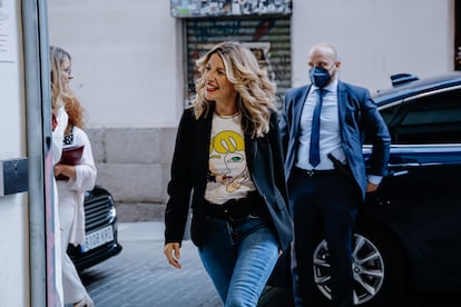 Yolanda Díaz, el pasado 19 de mayo, a su llegada a un acto en Madrid.