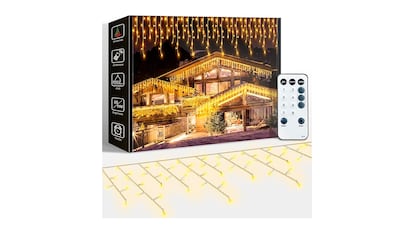 Cortina de luces sobre fondo blanco.