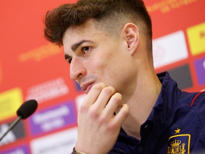 Kepa, durante la rueda de prensa que ha ofrecido este martes en la Ciudad del Fútbol de Las Rozas.