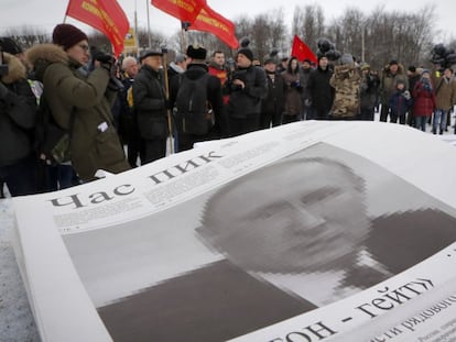 Una manifestaci&oacute;n contra Putin en San Petersburgo. 