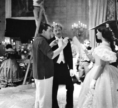 Luchino Visconti, Burt Lancaster y Claudia Cardinale en el rodaje de 'El Gatopardo' (1963).