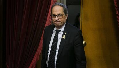 Quim Torra, durante el pleno del Parlament