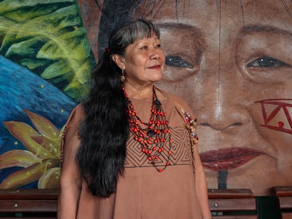 Teresita Antazú, lideresa indígena yanesha, el pasado 21 de marzo en las oficinas de la Asociación Interétnica de Desarrollo de la Selva Peruana (Aidesep), en Lima.