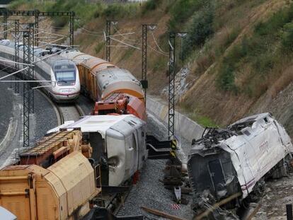 Uno de los vagones accidentado