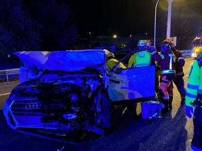 Estado del vehículo siniestrado en la A-4.