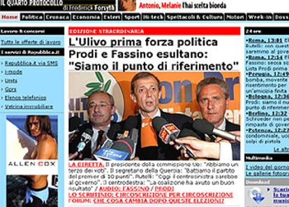 "Forza Italia pierde cuatro millones de votos", destaca la edición digital de La Repubblica, que destacan además unas declaraciones de Prodi en las que afirma que la izquierda vuelve a ser el punto de referencia.