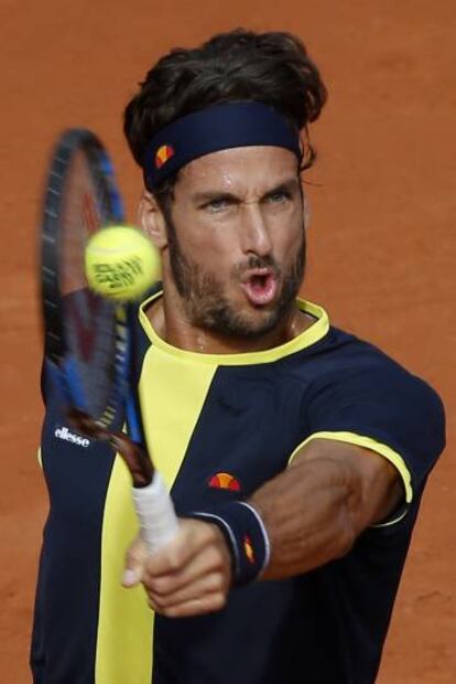 Feliciano L&oacute;pez en su partido contra David Ferrer en Roland Garros en mayo de 2016.