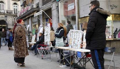 Venta de loteria de El Ni&ntilde;o en Madrid. 