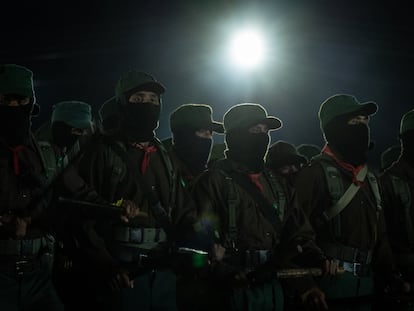 El Ejército Zapatista de Liberación Nacional, en el VIII Caracol Dolores Hidalgo, en Chiapas, el 31 de diciembre de 2023.